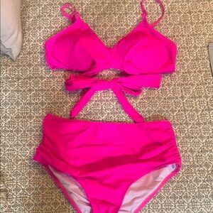 Cupshe Hot Pink Bikini Set
